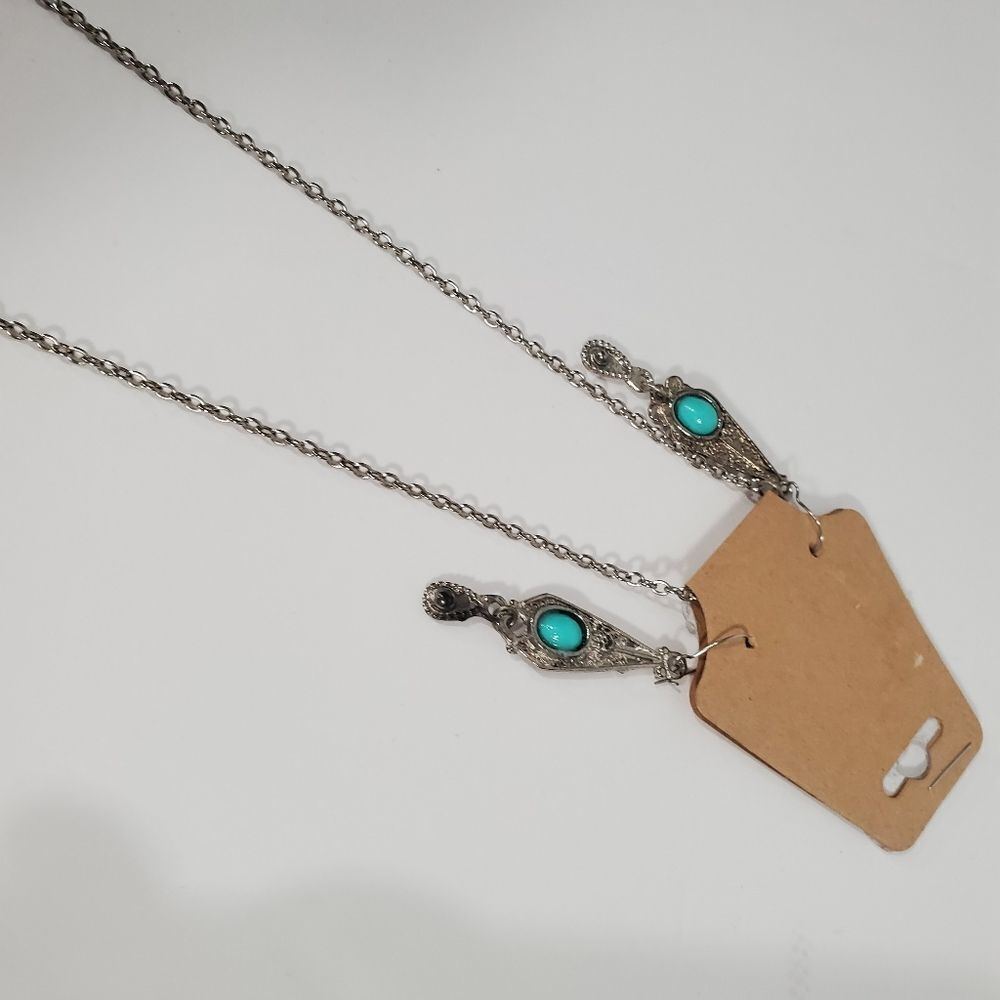 Vintage style turquoise earrings and necklace - Picture 5 of 9